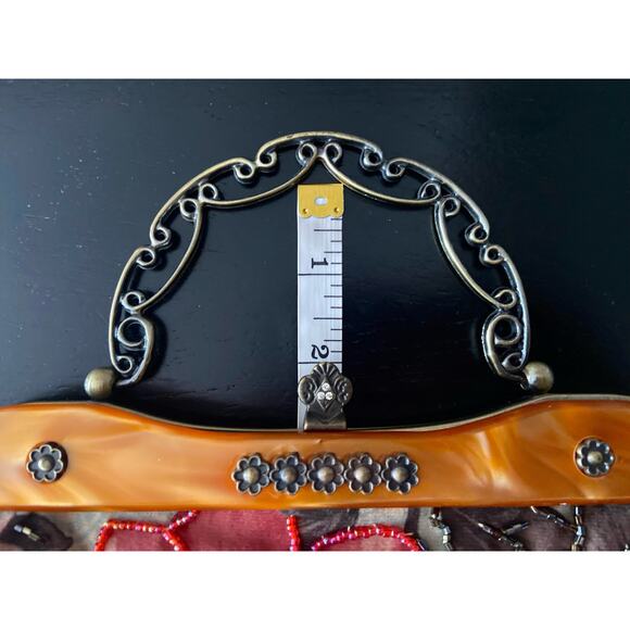 Vintage Floral Handbag w/Chain Strap & Mother-of-Pearl Trim - Picture 14 of 16